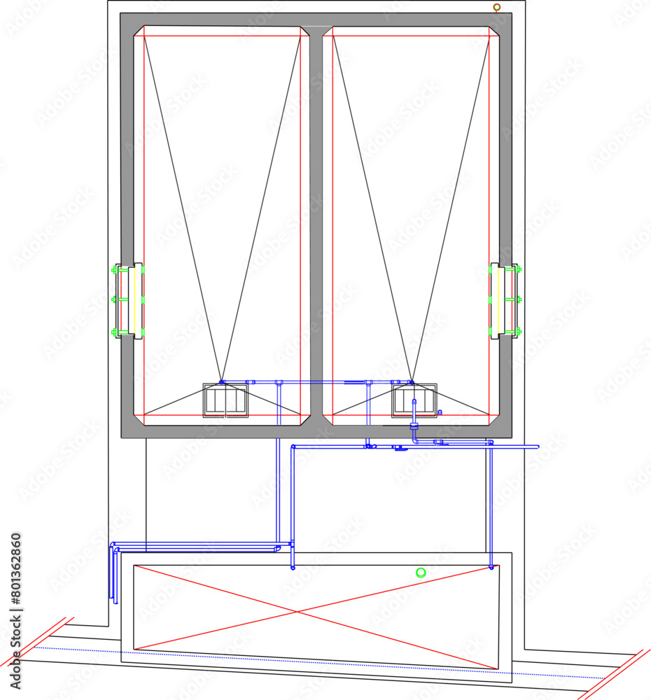 Detailed vector sketch illustration of underground water tank design