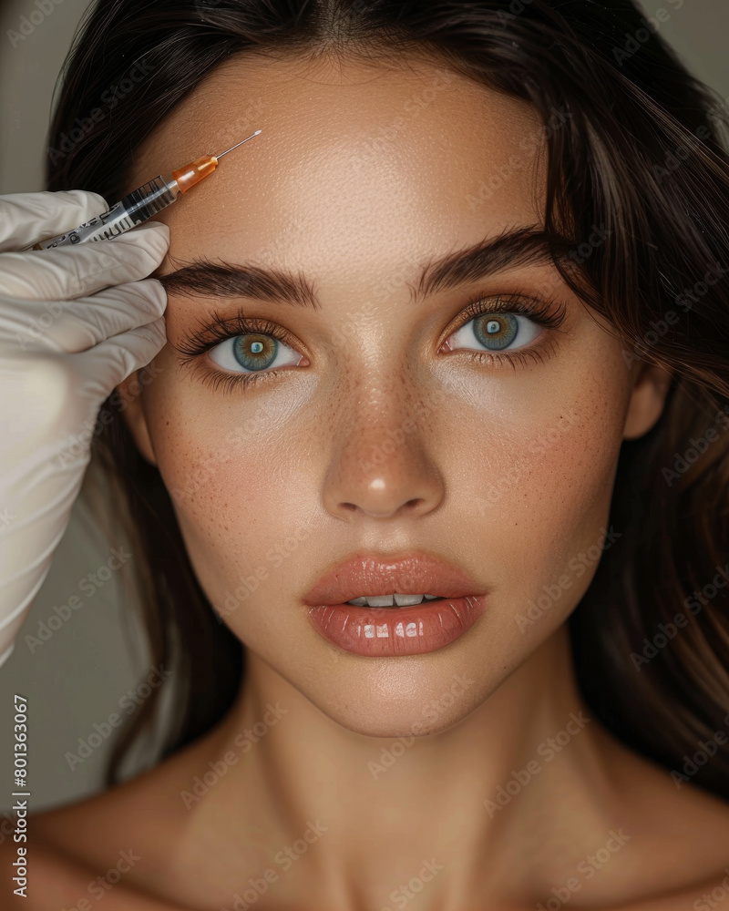 Professional studio photo of a Beautiful female photo model getting a ...