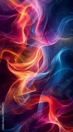 abstract background with blue and red smoke in it ,Multicolored abstract smoke on a black background,,Vibrant and Dense Smoke