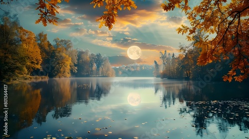Tranquil Autumn Lake Reflec...