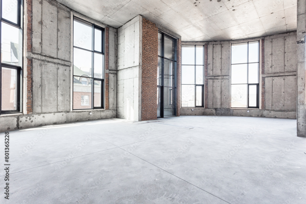 interior of the apartment without decoration in gray colors. rough finish interior of the apartment without decoration in gray colors. rough finish
