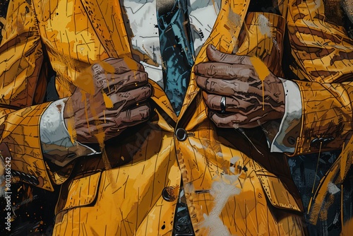 detail of golden suit of a Narcos king of drugs of mexican cartel mafia photo