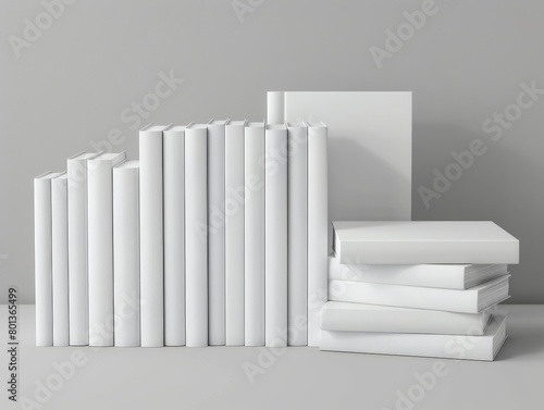 A set of blank book covers with customizable spines  ideal for showcasing book or paperback design concepts 