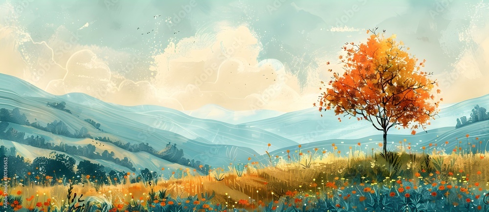Vibrant Autumn Landscape with Scenic Mountain Vistas and Lush Foliage