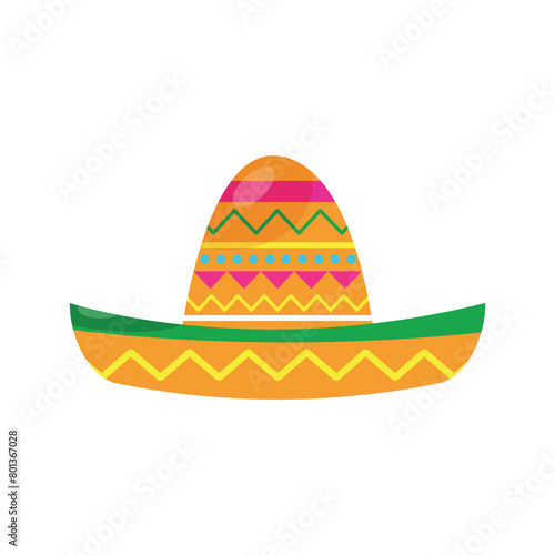 Mexican sombrero illustration of traditional hat. Vector graphics