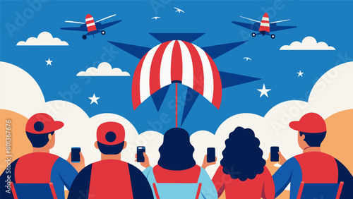 Grab your lawn chairs and prepare to be amazed as red white and blue drones soar through the air in a patriotic race on Independence Day.. Vector illustration
