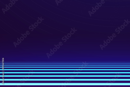 Gradient dark blue laser glowing abstract background. Futuristic nightlife horizontal web banner. Modern tech style. Dynamic graphic template for wallpaper, mobile screen