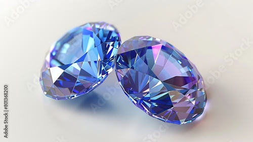 Image featuring two large  beautiful sapphires depicted as precious stones in a 3D rendering against a light background.