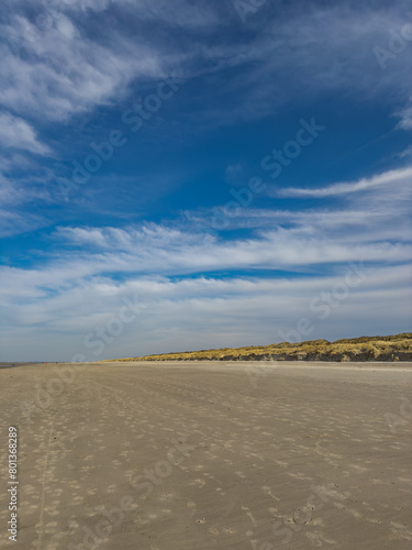 Beach on Juist, East Frisian Islands, Germany, in spring.