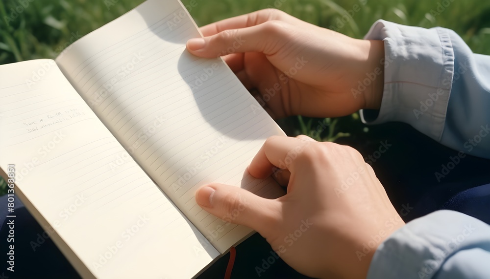 Obraz premium person reading a book