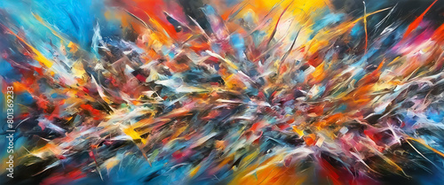 Abstract colored background. Chaotic mixture of colors. Paints curling and flying