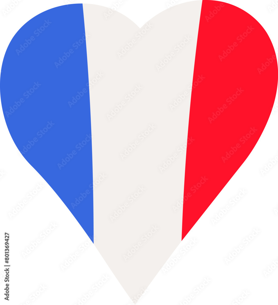 France Heart Symbol With Flag Stripes France Heart Symbol With Flag Stripes