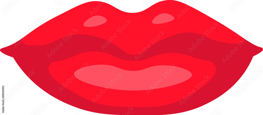 Flat cartoon cute red woman lips icon Flat cartoon cute red woman lips icon