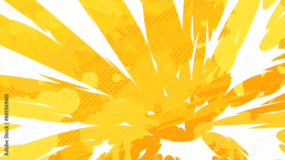 Obraz premium アニメ風_右下から衝撃が飛ぶエフェクトの背景_16:9