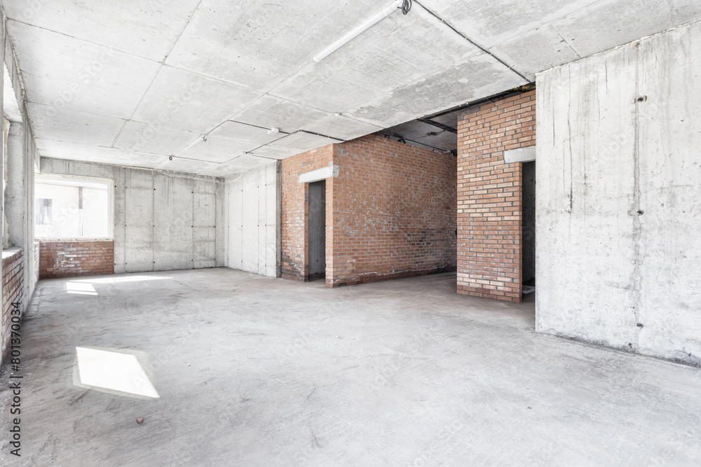 interior of the apartment without decoration in gray colors. rough finish interior of the apartment without decoration in gray colors. rough finish