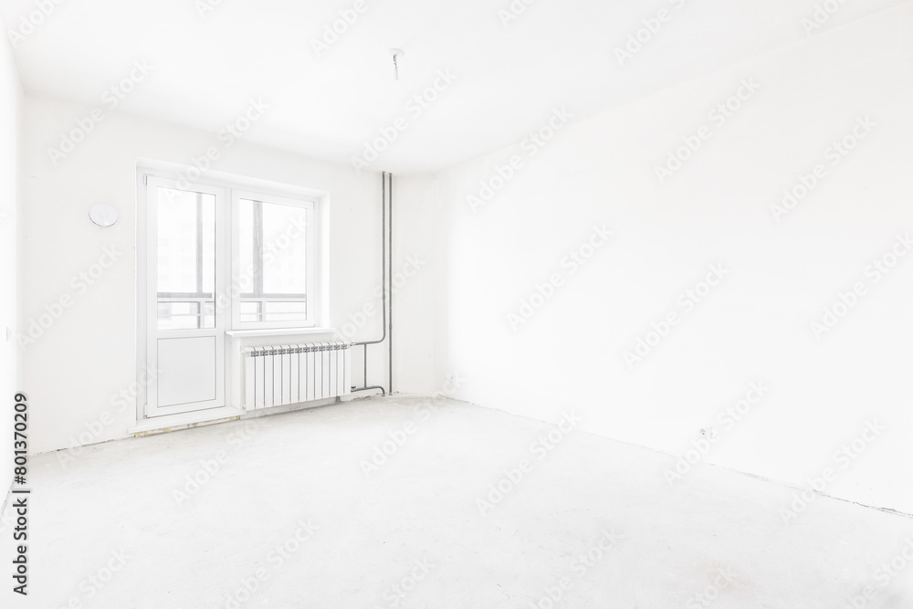 interior of the apartment without decoration in gray colors. rough finish
