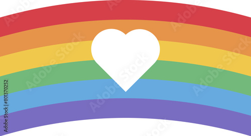 Rainbow heart flag arc in rainbow stripped colors. LGBT party icon for design of card or invitation. Multicolored vector symbol isolated on white background (ID: 801370252)