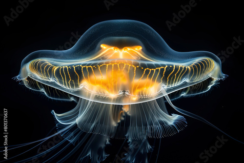 Beautiful jellyfish in the dark ocean © Sergio