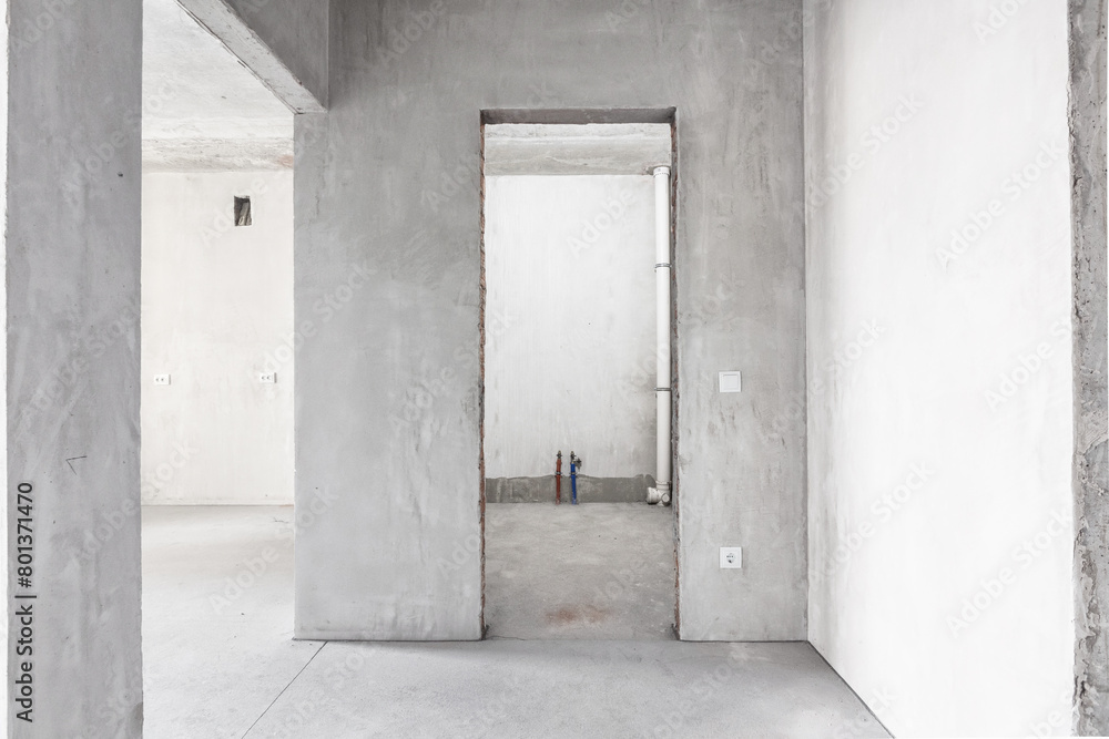 interior of the apartment without decoration in gray colors. rough finish interior of the apartment without decoration in gray colors. rough finish