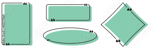 Set with quote box frame in abstract style. Vector texting quote boxes. Bubble banners with quotation, message and comment.