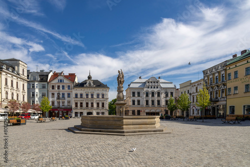 View of Cieszyn Market Square on a beautiful spring sunny day photo