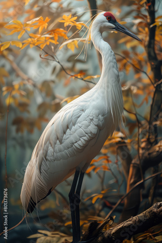 An image depicting a Siberian crane in a migration-themed exhibit, emphasizing the international cooperation required for its survival, photo