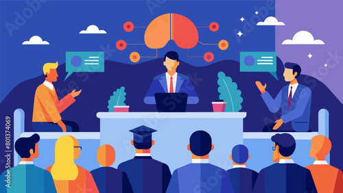 A business conference where experts debate the potential economic benefits and risks of providing public access to advanced neural technologies..