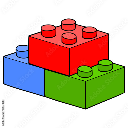 composed toy bricks illustration hand drawn isolated vector