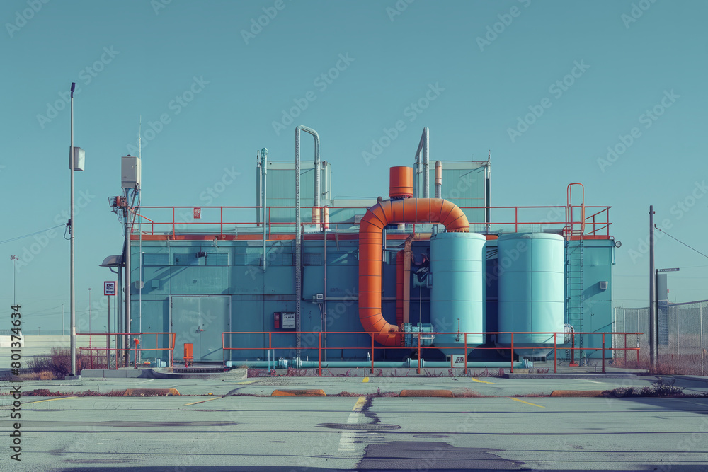 An image of a gas compressor station, with pipelines leading in and out ...