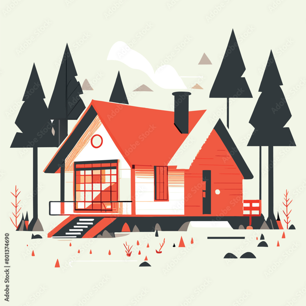 comfortable and cozy home, vector illustration flat 2