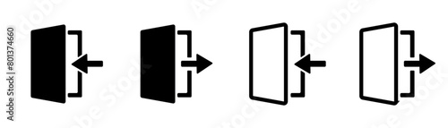 Exit and entry icon set. Log in, log out icon set.