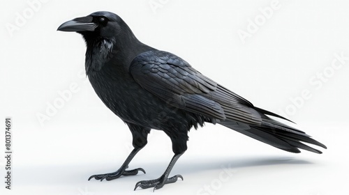crow isolated in 3d on white background photo