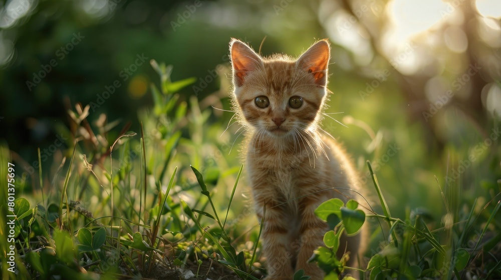 cute baby kitten. cat in the background illustration