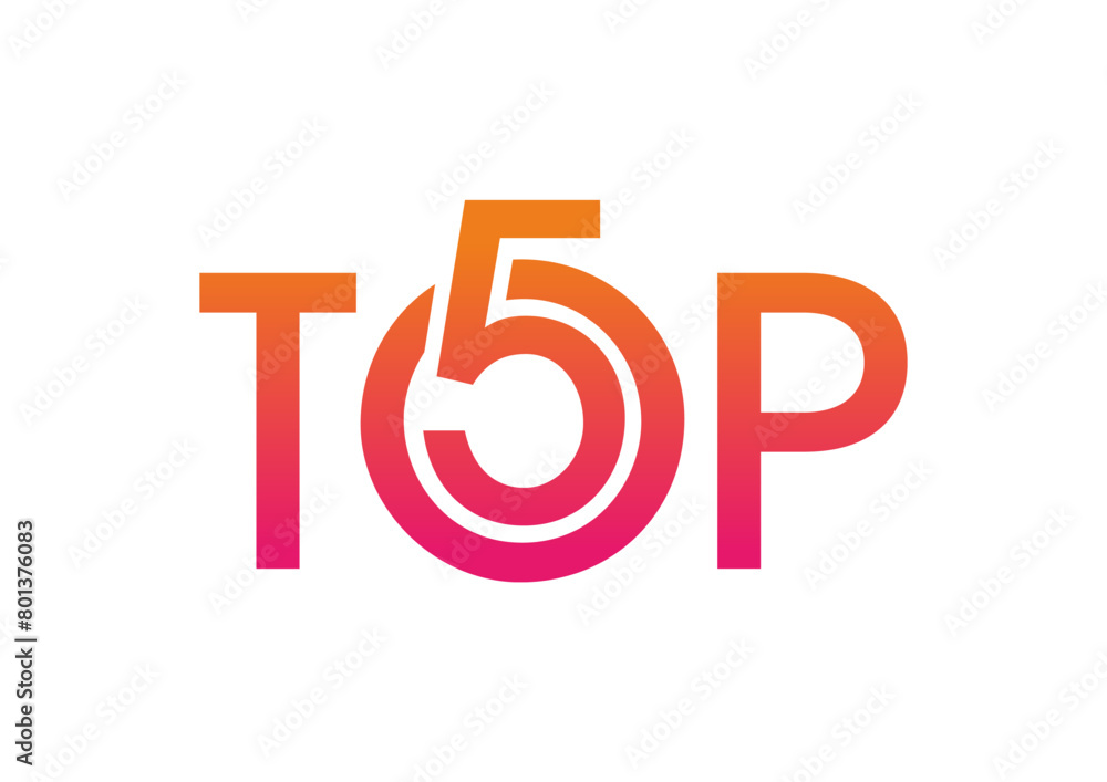 top 5 logo on white background. top 5 concept top 5 logo on white background. top 5 concept