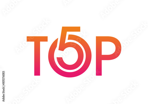 top 5 logo on white background. top 5 concept