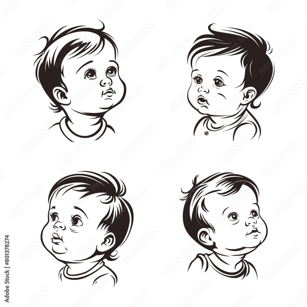 silhouette-style illustration of an adorable baby with endearing features and expressions. Vector illustration. AI generated. silhouette-style illustration of an adorable baby with endearing features and expressions. Vector illustration. AI generated.