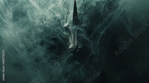  dragon's head with protruding spire from its maw photo