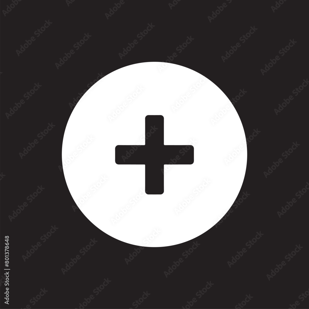 Add icon vector. Plus icon sign symbol vector. Medical cross vector icon illustration isolated on black background Add icon vector. Plus icon sign symbol vector. Medical cross vector icon illustration isolated on black background
