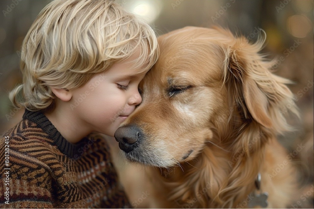 Stunning high resolution photos of a handsome 5 year old boy looking lovingly at his dog. Stunning high resolution photos of a handsome 5 year old boy looking lovingly at his dog.