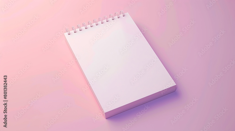 Violet notepad displayed on a pastel background. 3D rendering Violet notepad displayed on a pastel background. 3D rendering