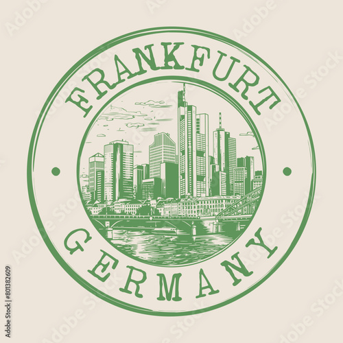 Frankfurt, Germany Stamp City Postmark. Silhouette Postal Passport. Round Vector Icon. Vintage Postage Design.	
