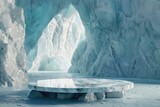Ice cave with a round platform in the center