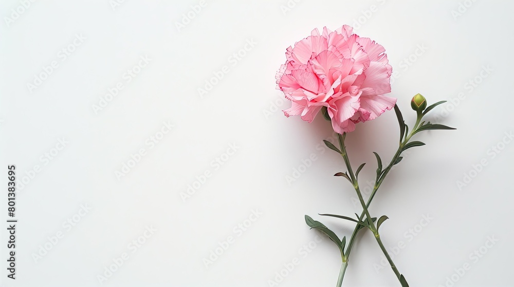 A stunning pink carnation set against a pristine white backdrop makes the perfect Mother s Day gift A stunning pink carnation set against a pristine white backdrop makes the perfect Mother s Day gift