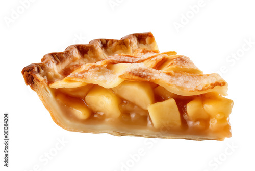 Apple pie slice isolated on transparent or white background, png