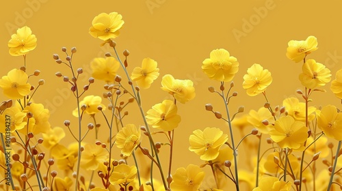 A field of yellow buttercups, rendered in a semi-realistic style. photo