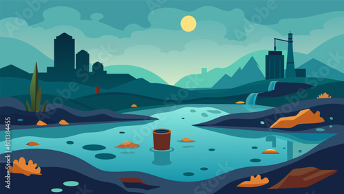 The water takes on a murky and polluted appearance signaling the contamination and deterioration of society during times of unrest..