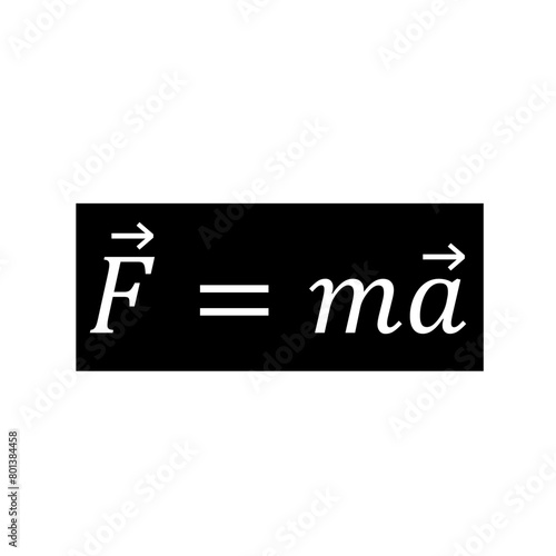 Newton's second law formula. Force mass and acceleration equation diagram. Law of motion in Physics.