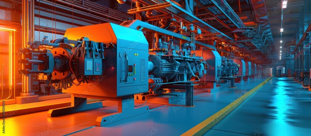 Vibrant D Rendering of an Extrusion Machine Highlighting Innovation in Manufacturing
