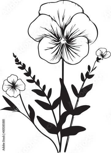 Sweet flwoer vector art, monochrome floral illustration. ink vector illustration hand drawn pencil sketch, a branch of botanical collection simplicity, artistic, coloring book for children and adults