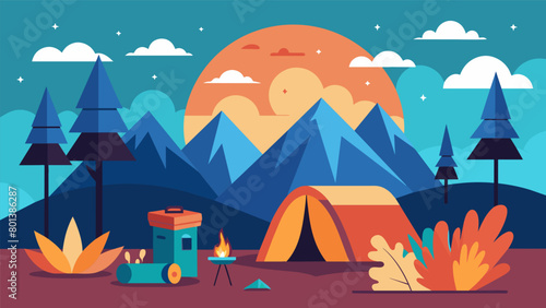 Camping in a remote location surrounded by nature and disconnected from technology and the stressors of daily life..